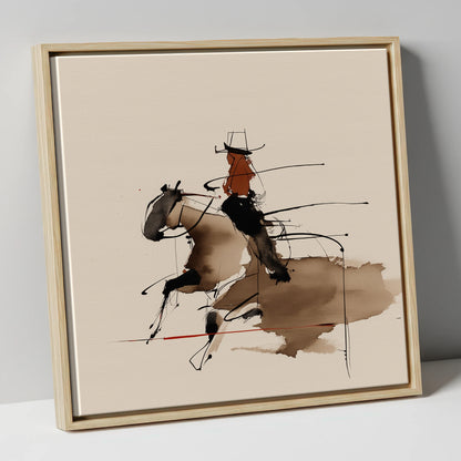 Fluid Western Motion western horse canvas wall art in natural frame