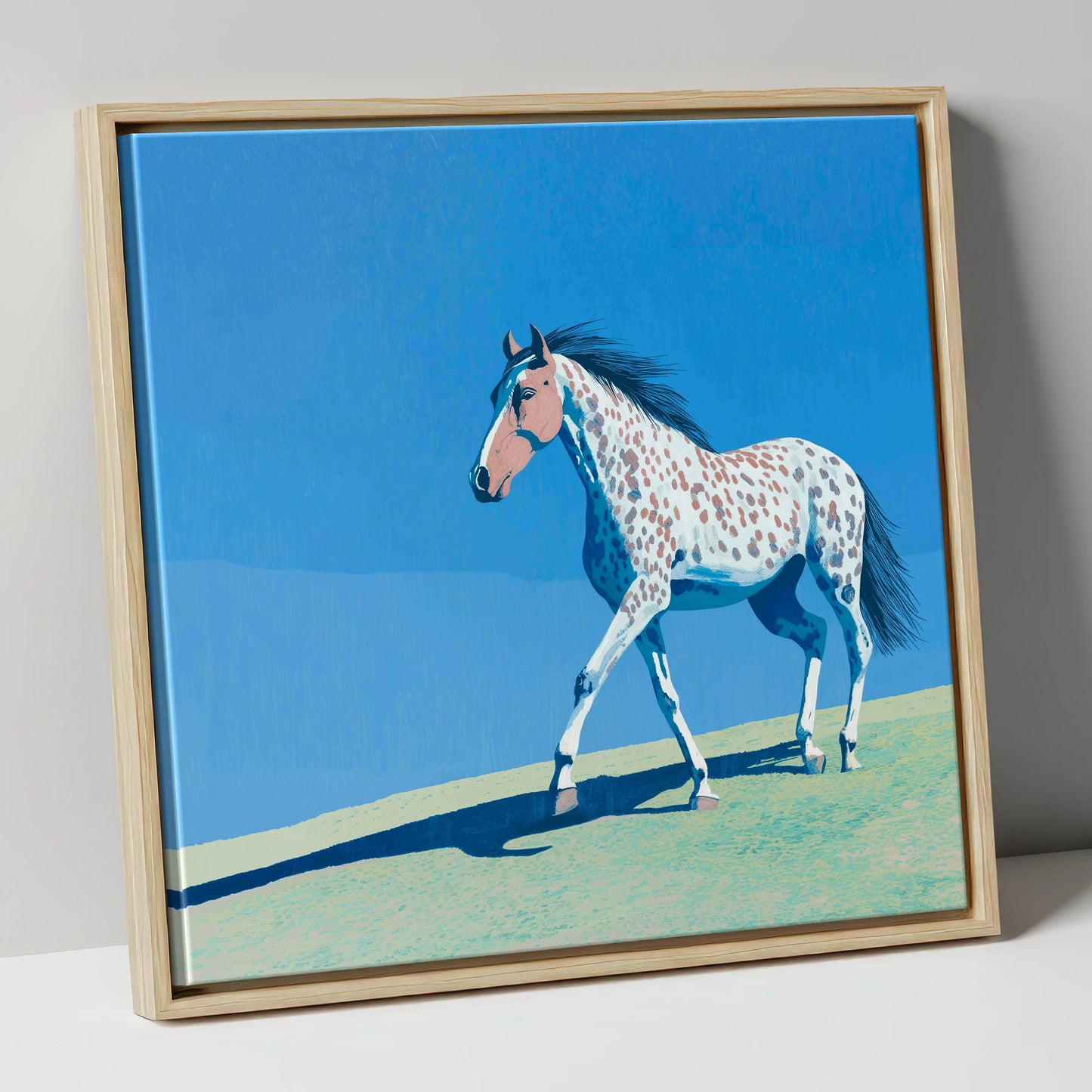 Appaloosa On The Ridge horse breed canvas wall art in natural frame