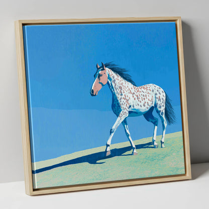 Appaloosa On The Ridge horse breed canvas wall art in natural frame