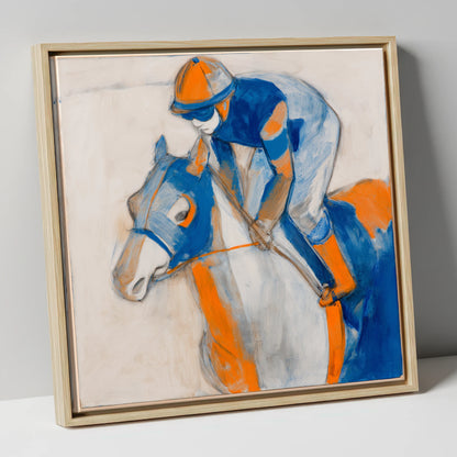 Bold Racing Silks racing horse canvas wall art in natural frame
