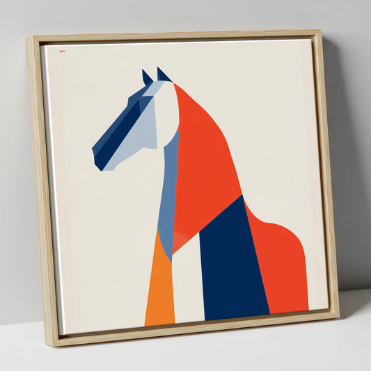 Modernist Equine Form horse breed canvas wall art in natural frame