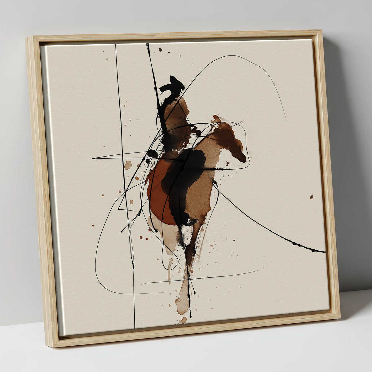 Shadows of the Frontier western horse canvas wall art in natural frame