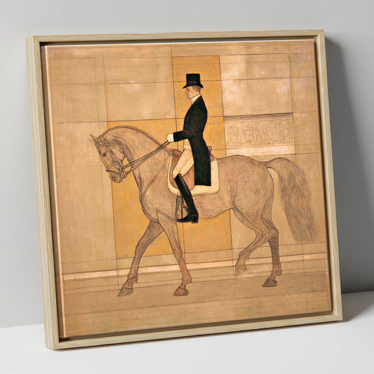 Collected Elegance dressage horse canvas wall art in natural frame
