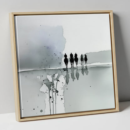 The Morning String racing horse canvas wall art in natural frame