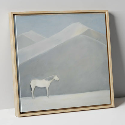 Silent Mountain Sentinel horse landscape canvas wall art in natural frame
