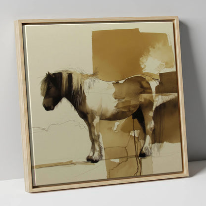 Earthy Cob Profile horse breed canvas wall art in natural frame