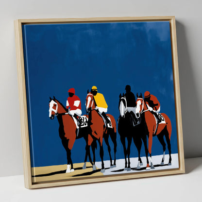 Bold Silks Under Blue racing horse canvas wall art in natural frame