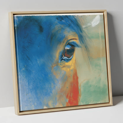 The Cerulean Gaze horse portrait canvas wall art in natural frame