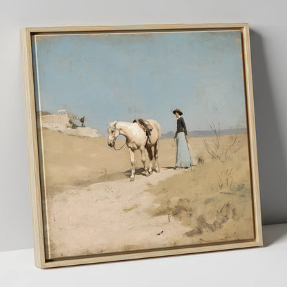 The Long Ride Home horse & rider canvas wall art in natural frame