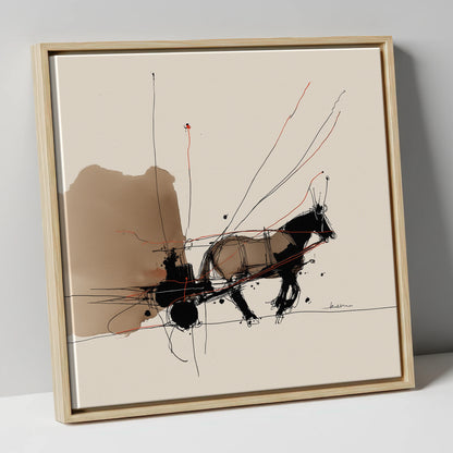 Harnessed Motion working horse canvas wall art in natural frame