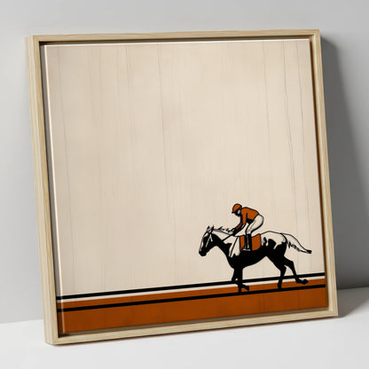 The Final Furlong racing horse canvas wall art in natural frame