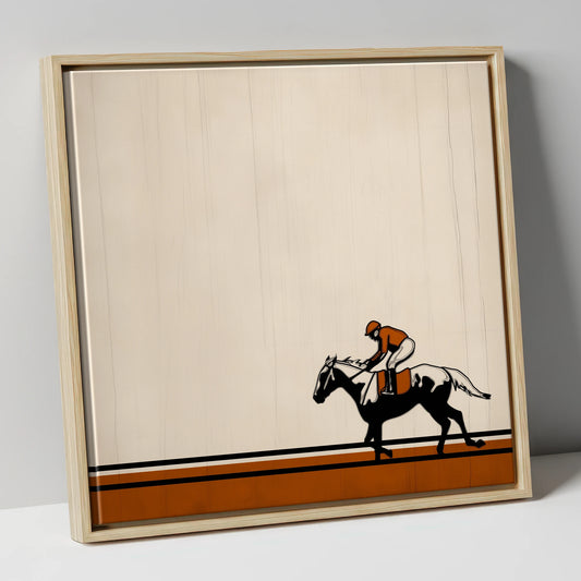 The Final Furlong racing horse canvas wall art in natural frame
