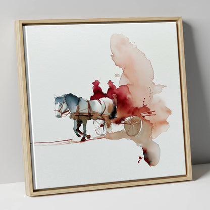 Crimson Passage working horse canvas wall art in natural frame