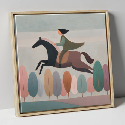 Above the Canopy show jumping horse canvas wall art in natural frame