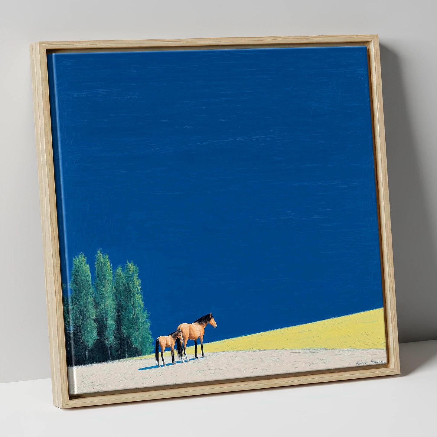 Under an Azure Sky horse landscape canvas wall art in natural frame