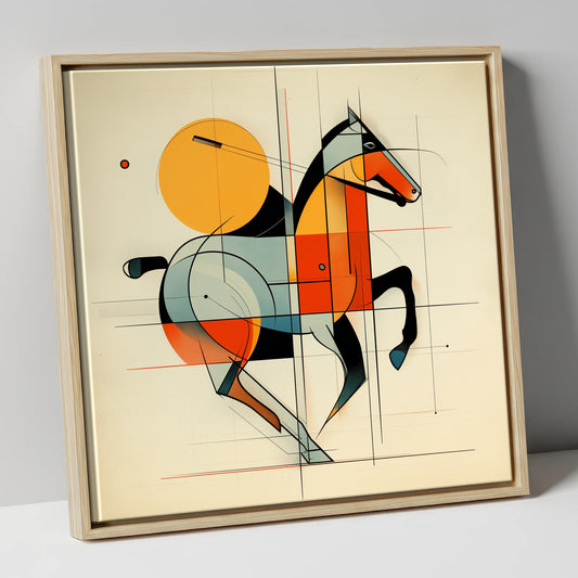 Structured Polo Rhythm polo horse canvas wall art in natural frame