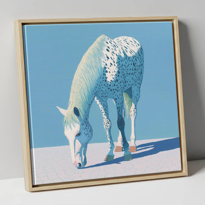 Azure Appaloosa horse breed canvas wall art in natural frame