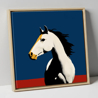 Vibrant Graphic Profile horse portrait canvas wall art in natural frame