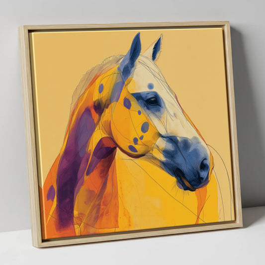 Radiant Appaloosa Profile horse breed canvas wall art in natural frame