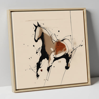 Dynamic Equine Form horse portrait canvas wall art in natural frame