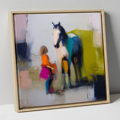 A Bold Understanding horse & rider canvas wall art in natural frame