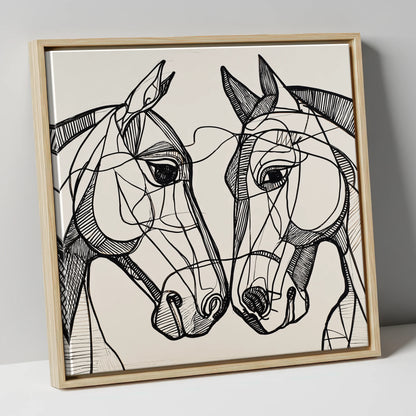 Structural Equine Bond horse portrait canvas wall art in natural frame