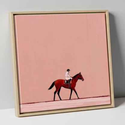 The Quiet Walk racing horse canvas wall art in natural frame