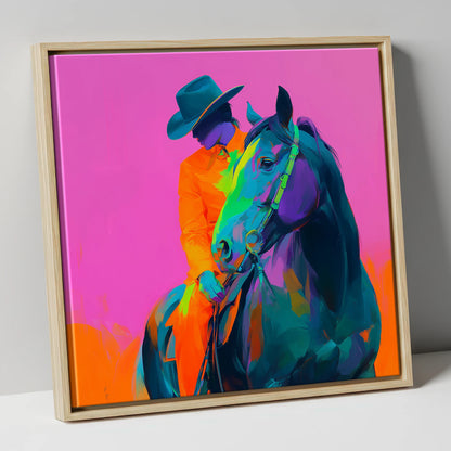 Neon Western Partnership western horse canvas wall art in natural frame