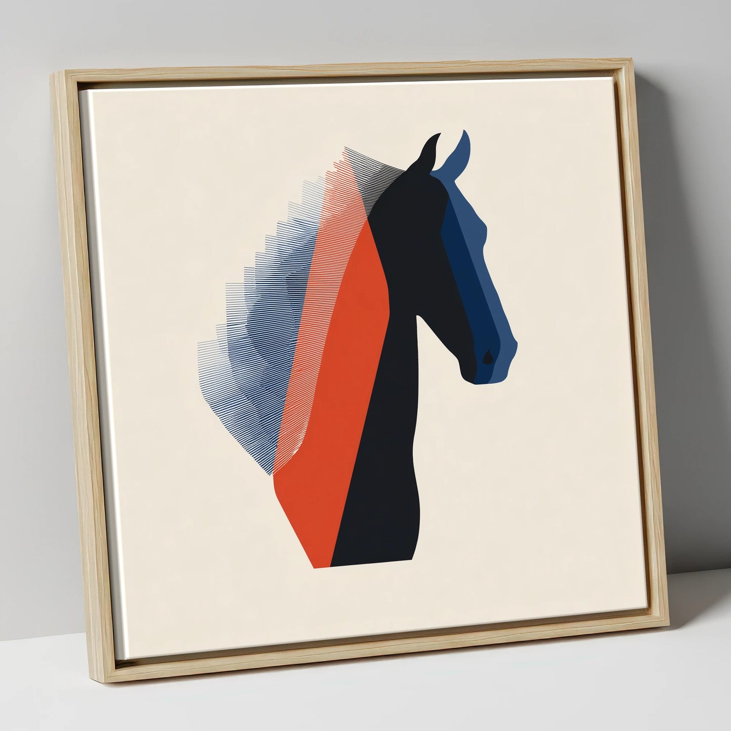 Graphic Equine Profile horse breed canvas wall art in natural frame