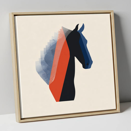 Graphic Equine Profile horse breed canvas wall art in natural frame