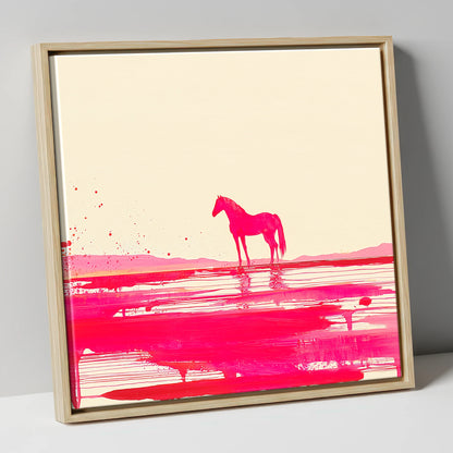 Magenta Horizon Reflection horse landscape canvas wall art in natural frame