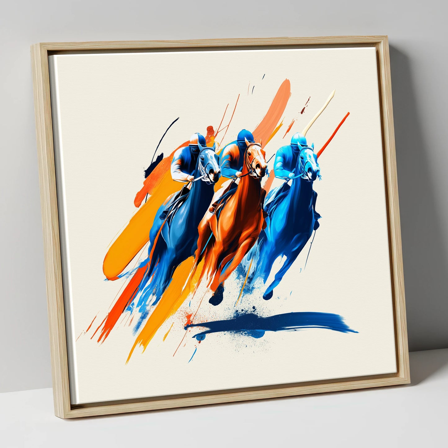 The Final Surge racing horse canvas wall art in natural frame