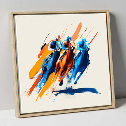 The Final Surge racing horse canvas wall art in natural frame