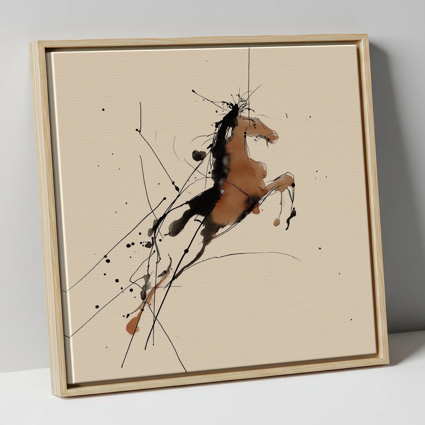 Bold Ascension horse portrait canvas wall art in natural frame