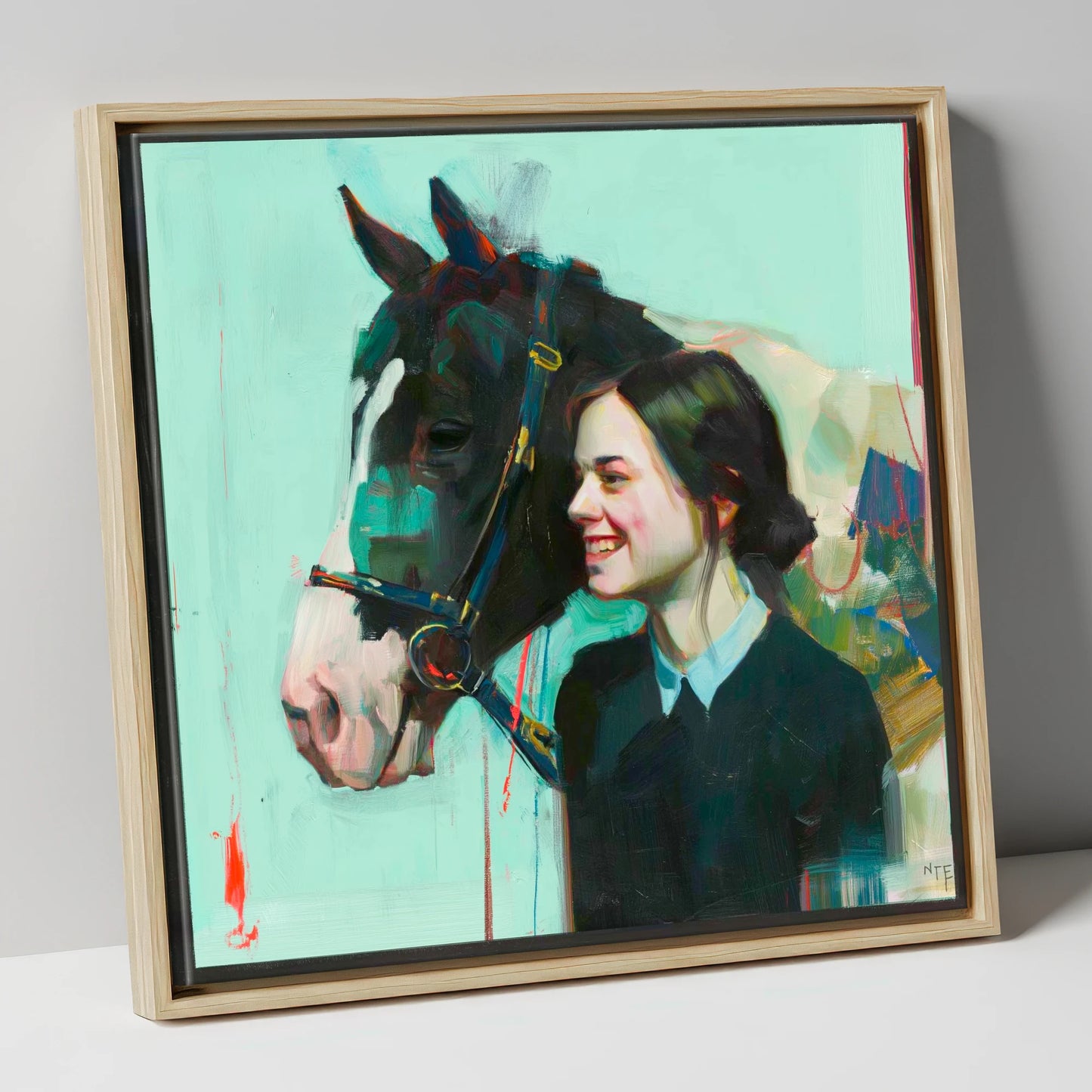 A Shared Understanding horse & rider canvas wall art in natural frame