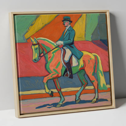 Vivid Dressage Rhythm dressage horse canvas wall art in natural frame