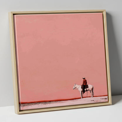 Dusty Rose Horizon western horse canvas wall art in natural frame