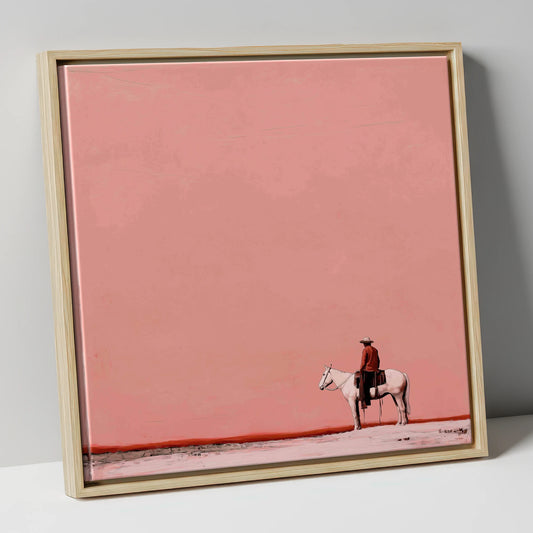 Dusty Rose Horizon western horse canvas wall art in natural frame
