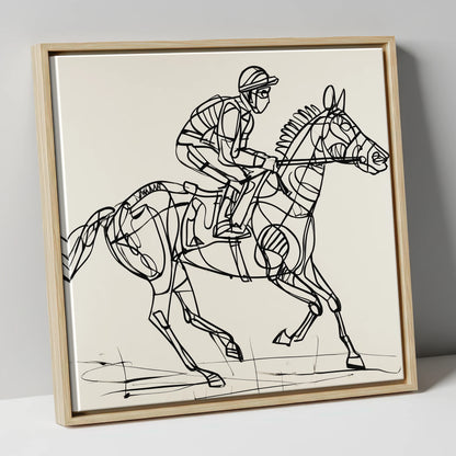 Geometry of Speed racing horse canvas wall art in natural frame
