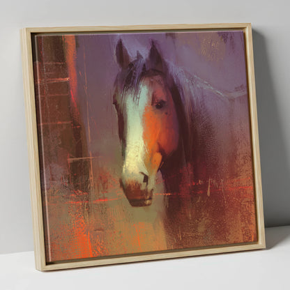 Ember and Violet Portrait horse portrait canvas wall art in natural frame