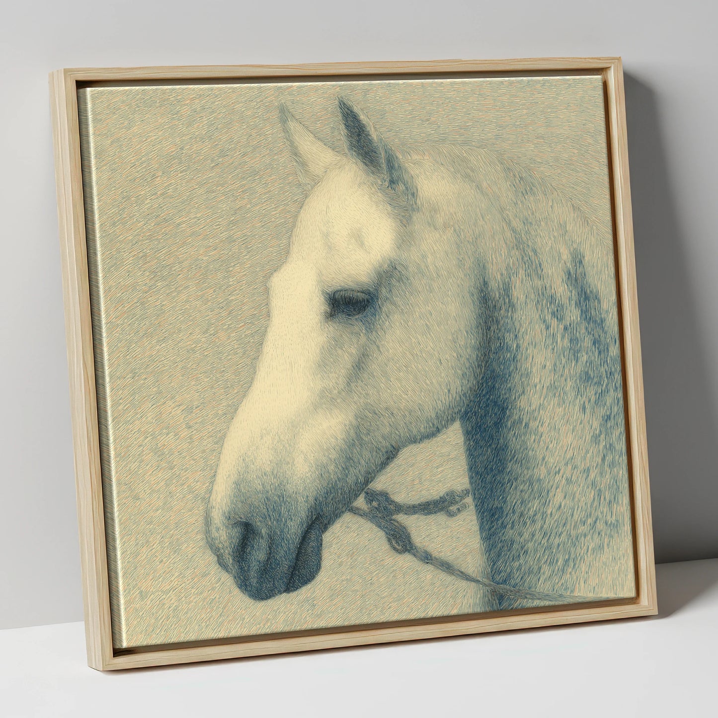 Quiet Nobility In Profile horse portrait canvas wall art in natural frame