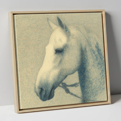 Quiet Nobility In Profile horse portrait canvas wall art in natural frame