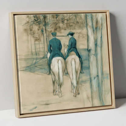The Woodland Hack horse & rider canvas wall art in natural frame