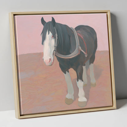 The Gentle Heavy horse breed canvas wall art in natural frame