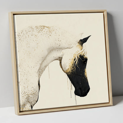 Gilded Splendour horse breed canvas wall art in natural frame