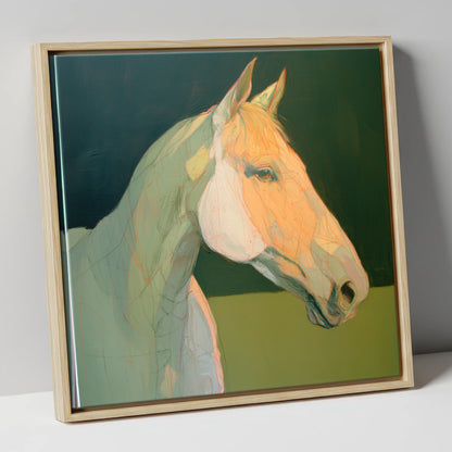 Serene Pastel Equine Profile horse portrait canvas wall art in natural frame