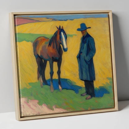 Quiet Western Companions western horse canvas wall art in natural frame