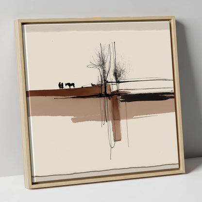 Horizon Bond horse & rider canvas wall art in natural frame