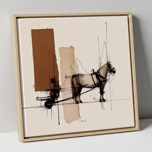 Structural Harness working horse canvas wall art in natural frame
