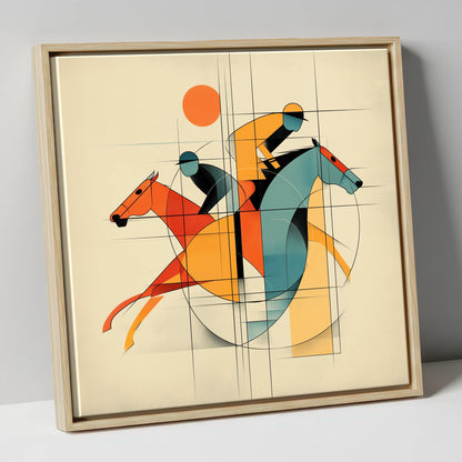 Geometry of the Gallop racing horse canvas wall art in natural frame